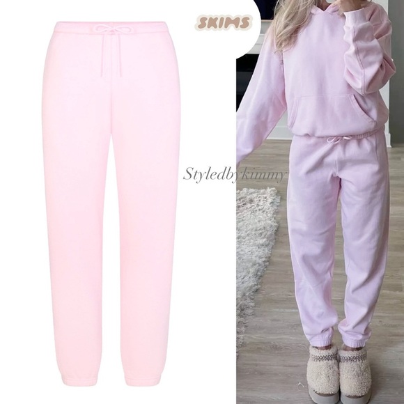 SKIMS Cotton Fleece Joggers - Cherry Blossom XL NWT NEW - Picture 1 of 6